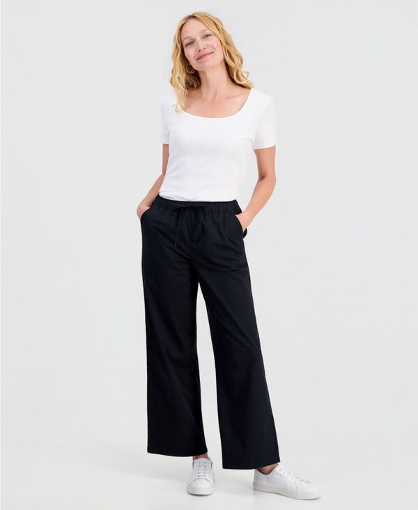 スタイルアンドコー レディース ボトムス カジュアルパンツ Style Co Womens WideLeg PullOn Pants Deep Black ブラック