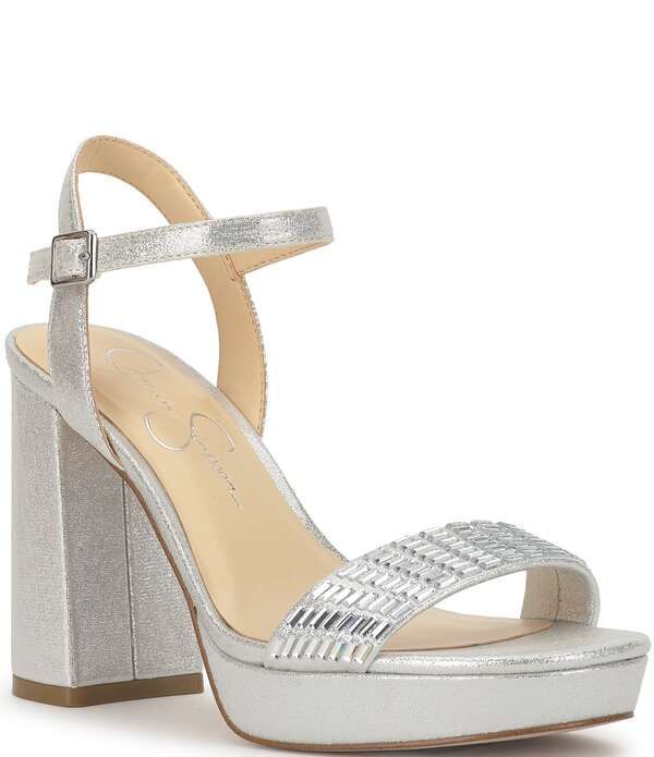 ジェシカシンプソン レディース シューズ サンダル プラットフォーム Jessica Simpson Skilia Baguette Rhinestone Platform Dressandal si