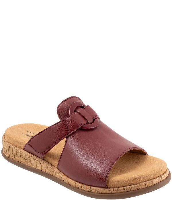 トロッターズ レディース シューズ サンダル レザー Trotters Ginnie Leather Cork Wedge Slide Sandals Cherry