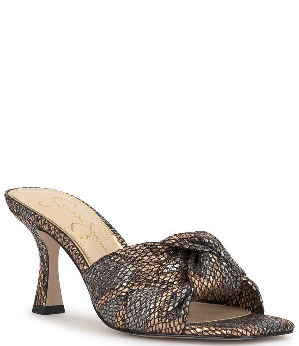 ジェシカシンプソン レディース シューズ サンダル プリントール Jessica Simpson Evirra Metallic Snake Print Knottedresslide Sandals