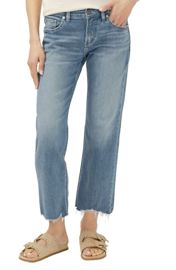 シルバー ジーンズ レディース ボトムス デニムパンツ チェルシー Silver Jeans Co Chelsea Frayed Boyfriend Jeans KICKIN IT