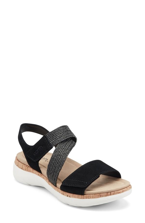アース レディース シューズ サンダル プラットフォーム アンクル Earth Reston Ankle Straplatform Sandal Women BLACK ブラック