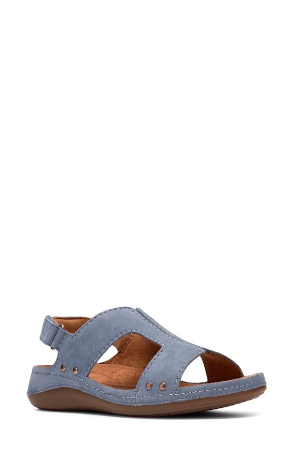 クラークス レディース シューズ ヒール サンダル Clarks Cecily Sun Slingback Sandal Women DENIM BLUE NUBUCK デニム