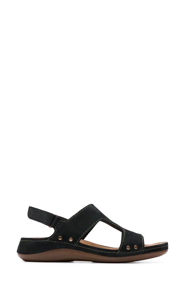 クラークス レディース シューズ ヒール サンダル Clarks Cecily Sun Slingback Sandal Women BLACK NUBUCK ブラック