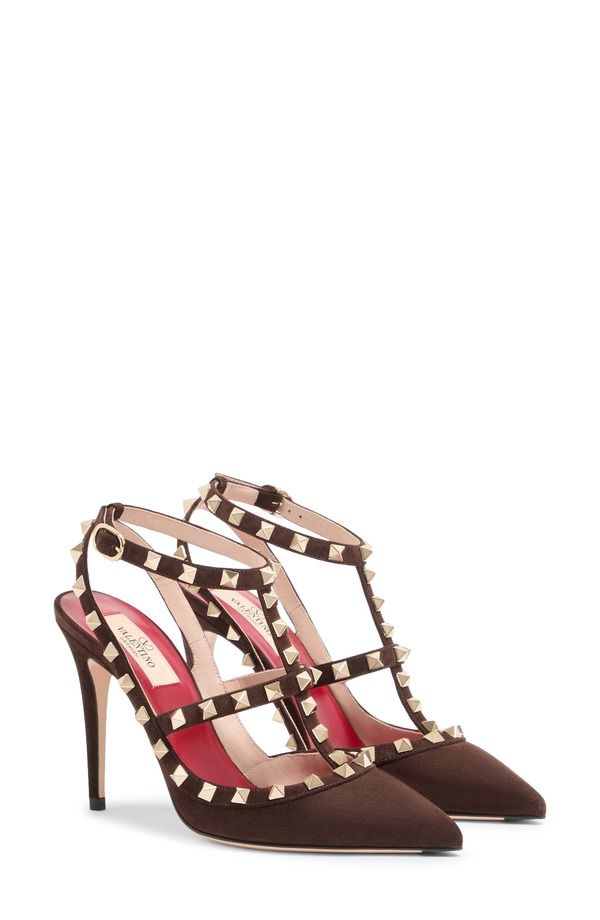 ヴァレンティノ レディース シューズ スニーカー アンクル Valentino Garavani Rockstud Pointed Toe Ankle Strapump BROWN ブラウン