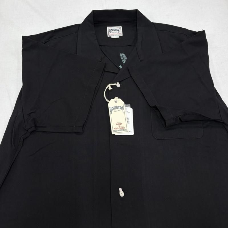 ヒューストン 半袖 ボーリングシャツ 開襟 オープンカラー ロゴ