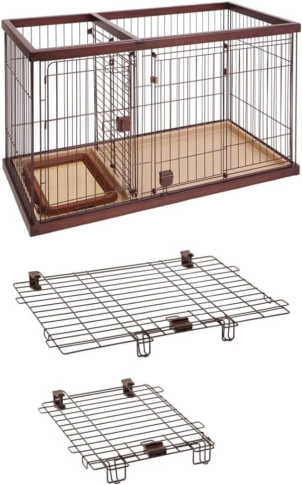 ペティオ ドッグルームサークル レギュラー ブラウン トイレしつけ専用屋根セット 室内犬用サークル