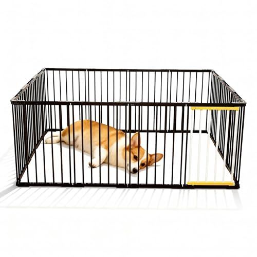 PJTL ペットサークル 犬 サークルケージ 犬ゲージ 犬ケージ DIY 12枚 14枚 16枚 接続式 簡単組み立て 工具不要 折りたたみ レイアウト自由 多頭用 (ブラック-14枚)