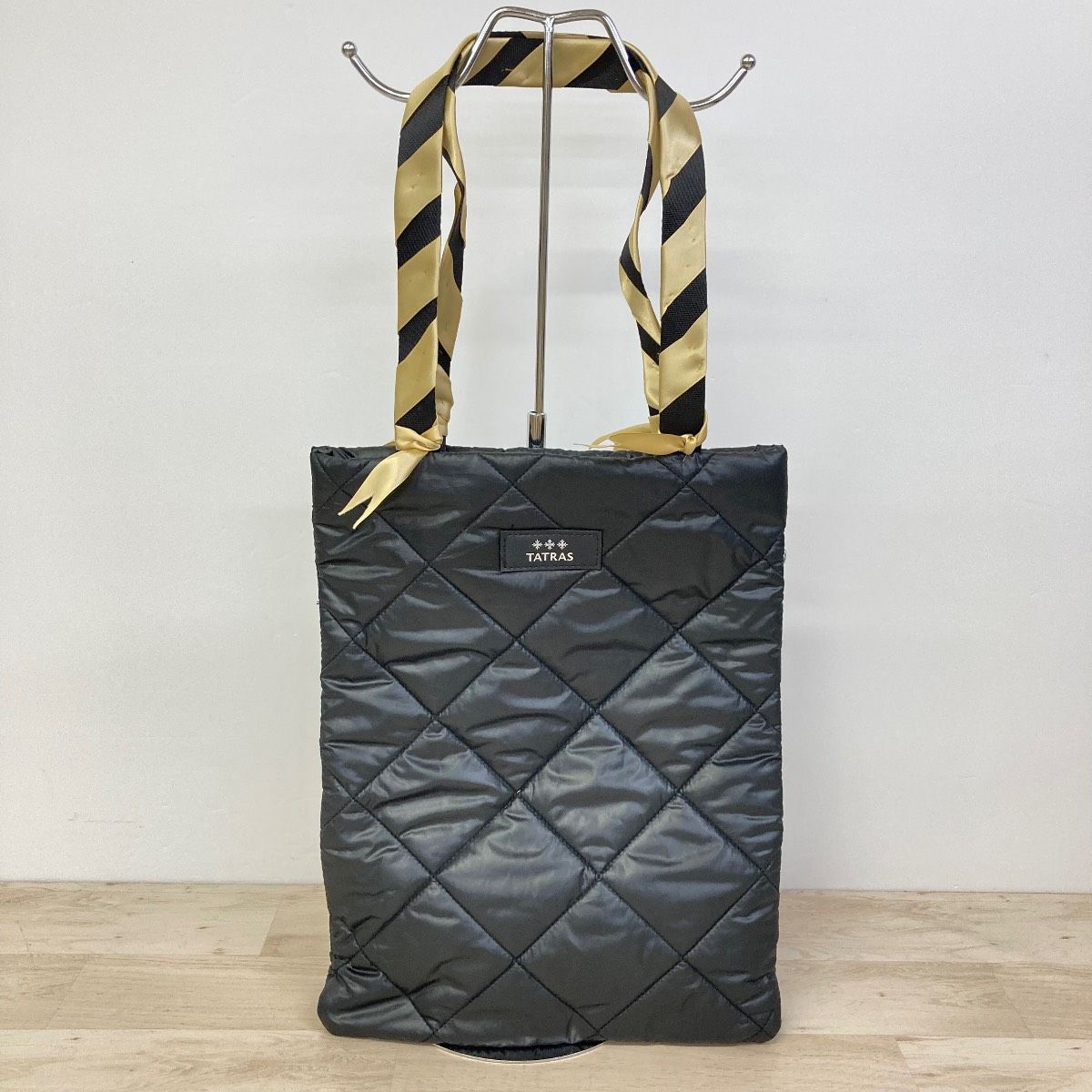 美品 TATRAS/タトラス キルティング トートバッグ ブラック 黒 リボン 