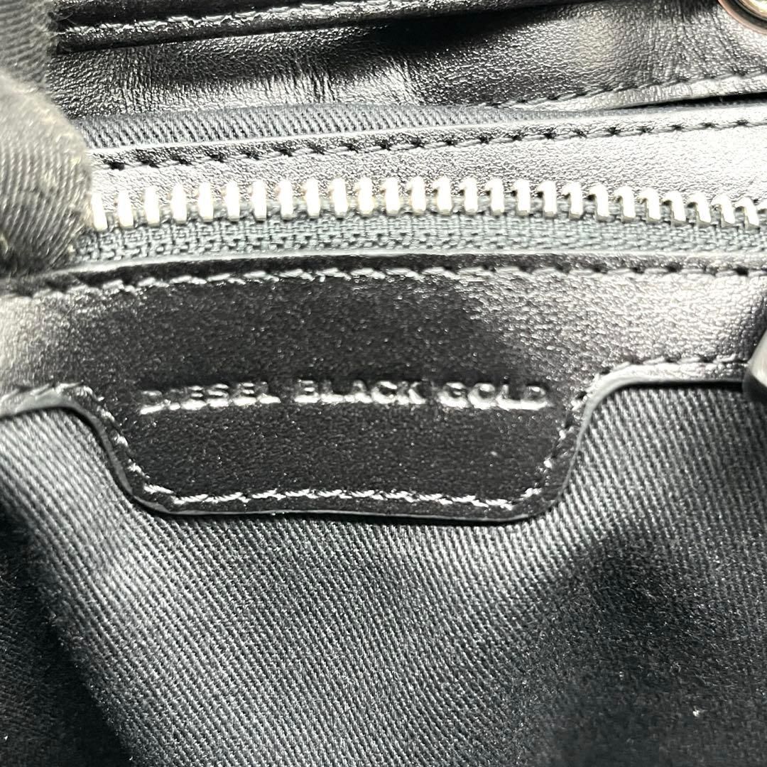 未使用級 ディーゼルブラックゴールド 本革 リュック 巾着 ブラック 