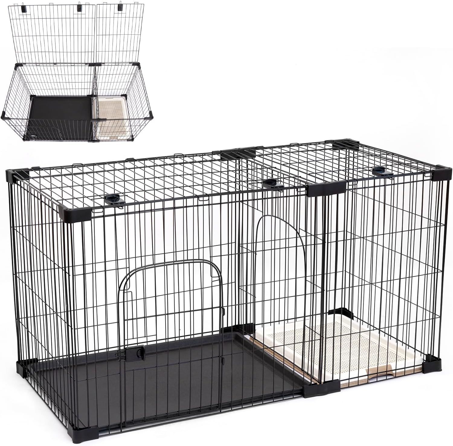 ペットケージ ペットサークル 犬ケージ 犬ゲージ 屋根付き ペットゲージ 犬用ペットサークル 屋根付き トイレ付き 工具不要の簡単組立て 室内外兼用