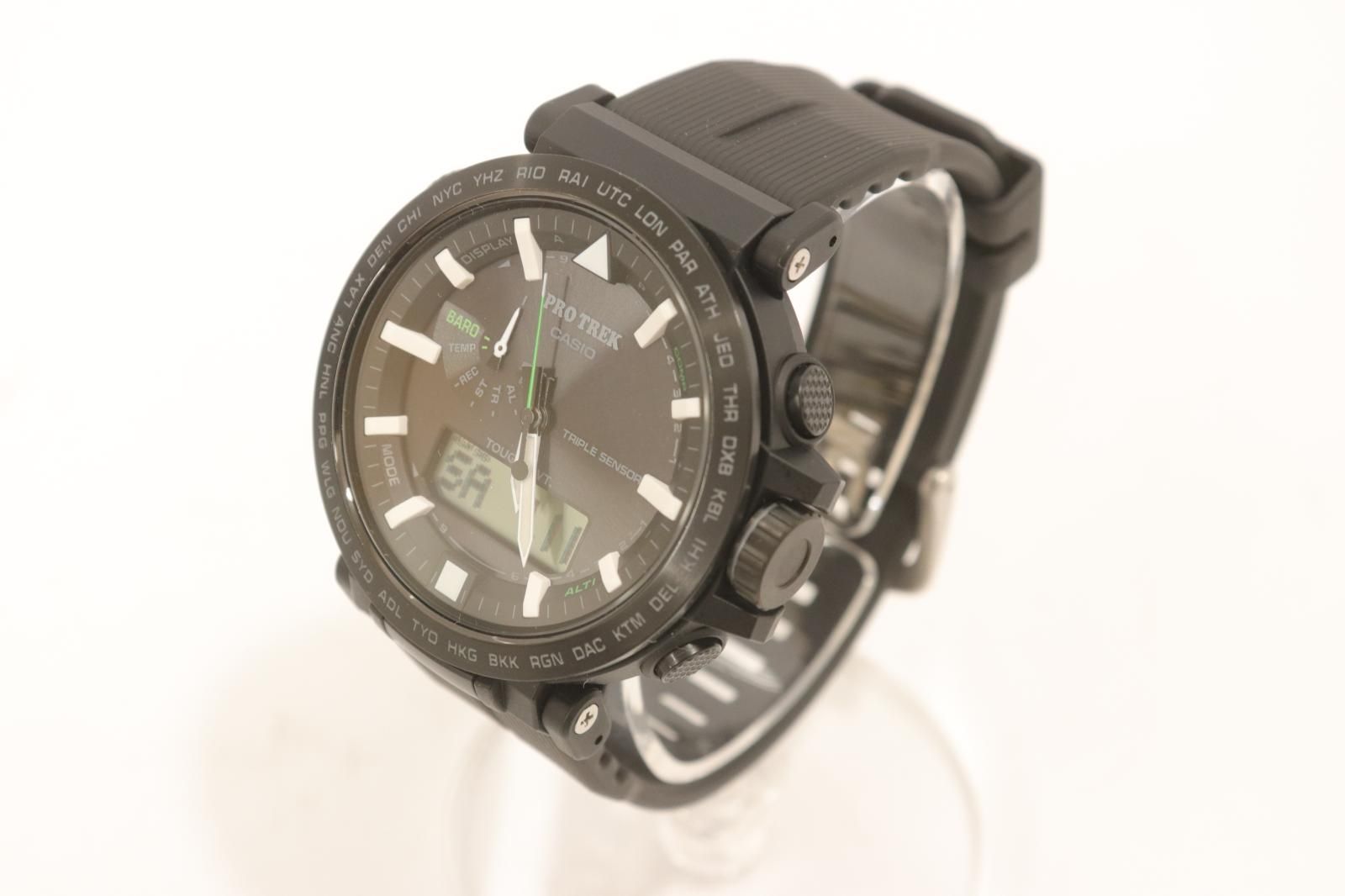 【中古】 CASIO メンズ腕時計 -- PRO TREK CASIO -- 黒 ブラック ロゴ PRW-6621Y-1JF