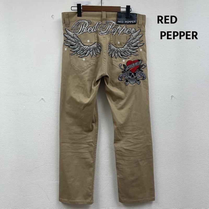 レッドペッパー Ed Hardy コラボ ドクロ スカル 刺繍 コットン ストレート パンツ メンズ 32インチ ISItems【USED】【古着】【中古】50163261