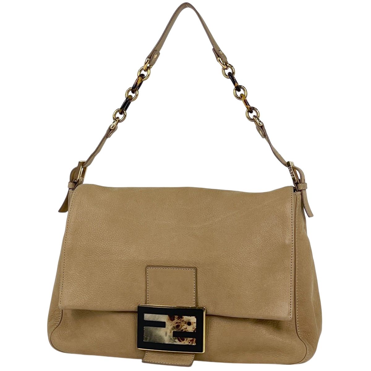 フェンディ FENDI ズッカロゴ ショルダーバッグ ビッグ マンマバゲット レザー ベージュ 8BR638 レディース 【中古】