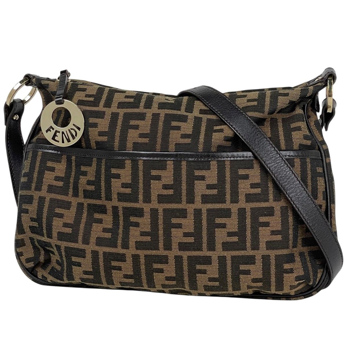 フェンディ FENDI ズッカ柄 ショルダーバッグ キャンバス ブラウン 8BT190 レディース 【中古】