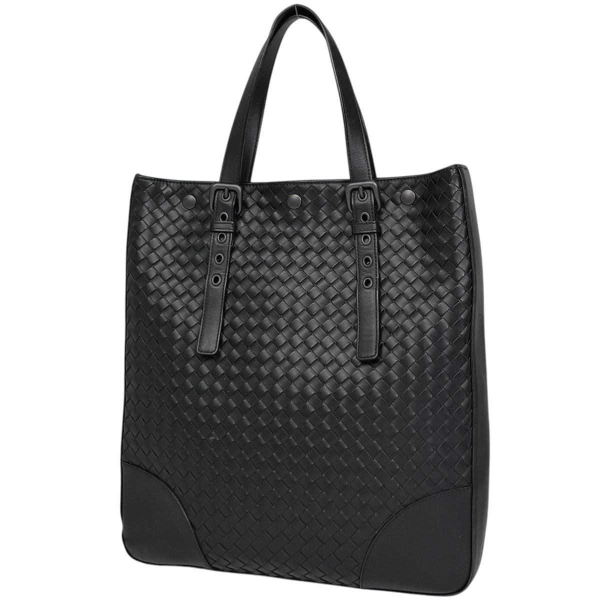 ボッテガヴェネタ BOTTEGAVENETA イントレチャート トートバッグ レザー ブラック レディース 【中古】