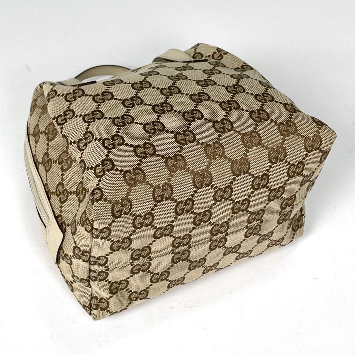 グッチ GUCCI ハンドバッグ GG柄 GGキャンバス ベージュ ホワイト 124542 レディース 【中古】