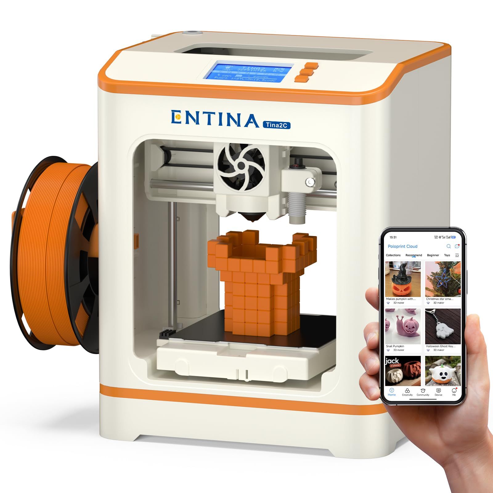 ☆新品☆Entina TINA2C mini 3D プリンター、完全に組み立て済み、WiFi