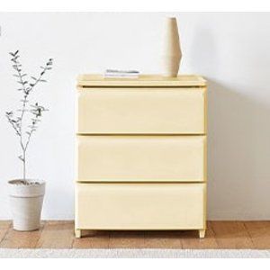 衣類や小物をすっきり整える チェスト L3段 幅55cm バターイエロー 工具不要簡単組立【イエロー】