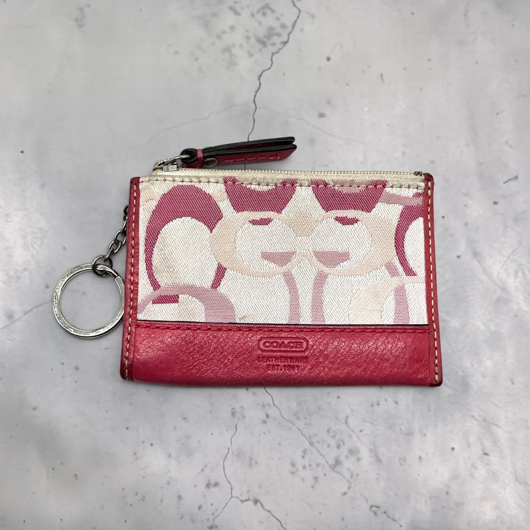 Coach Signature Zip Card Coin Wallet