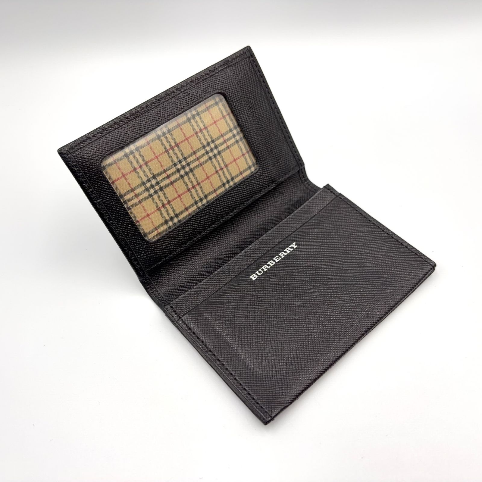 BURBERRY ブラック 名刺入れ 新品　レザー　ノバチェック 新着】BURBERRY ノバチェック サフィアーノレザー ブラック カード