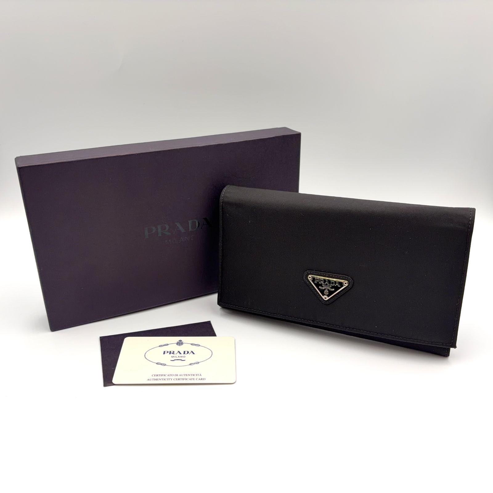 k*n様 PRADA ブラック　長財布　ナイロン　　三角ロゴ 新着】PRADA 三角ロゴプレート テスート ナイロン ナイロン ブラック