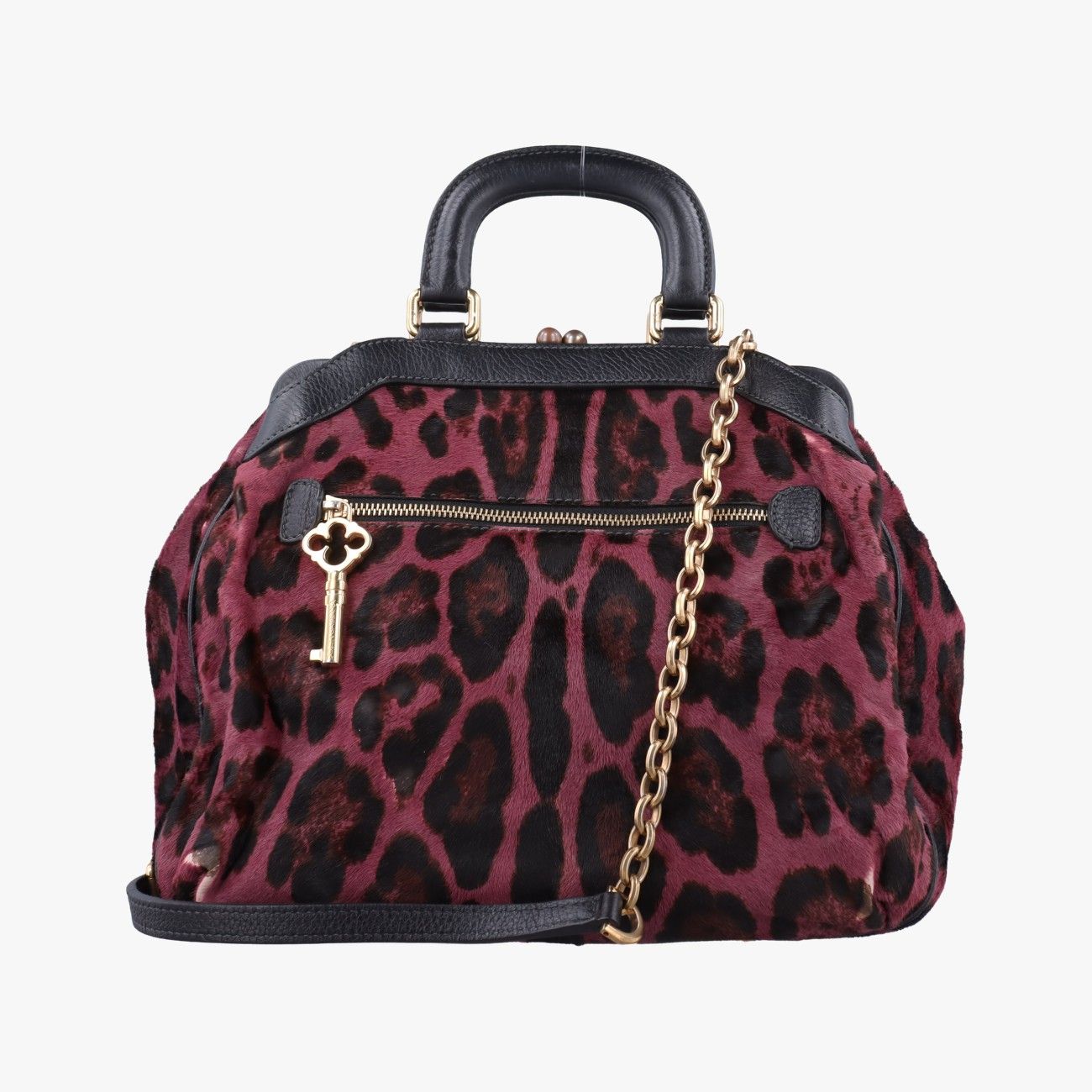 ドルチェ＆ガッバーナDolce & Gabbanaヒョウ柄 パープル × マルチカラー ハラコ