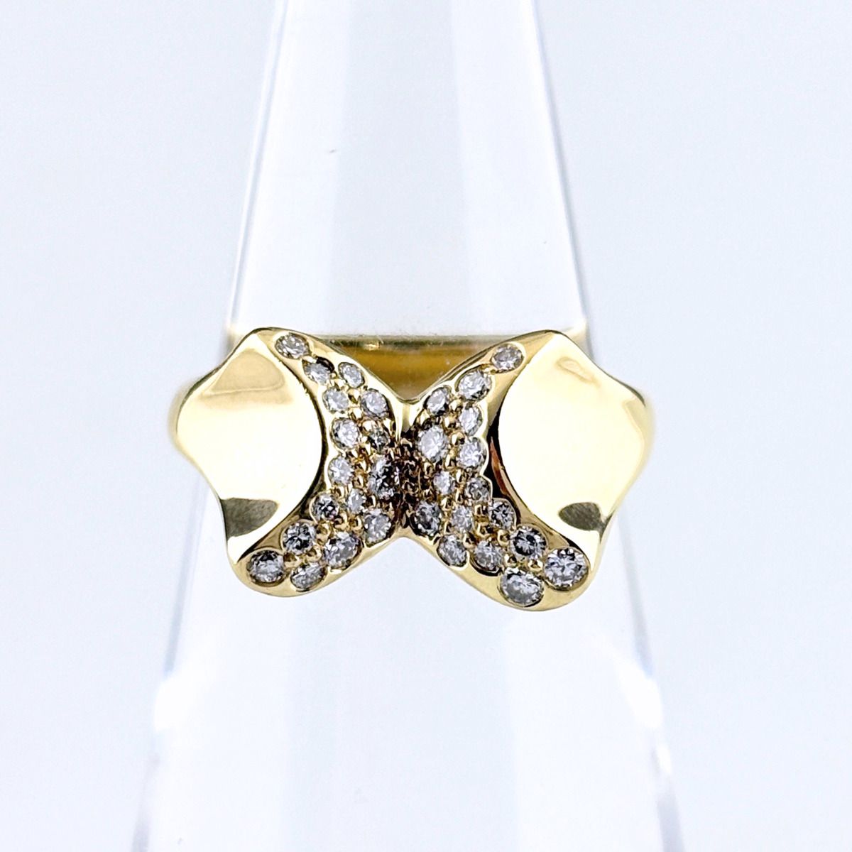 ティファニー TIFFANY&Co. バタフライ ダイヤ リング YG イエローゴールド 指輪 メレダイヤ リング 8.5号 750 ダイヤモンド レディース 【中古】 108,900円