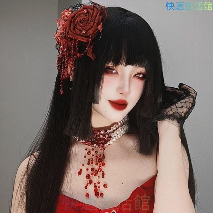 人気 姫カット 中世の貴族風 ストレート ブラック 黒髪 フルウィッグ かつら 女性 長髪 ロングウィッグ ロングヘア ロリータ lolita 前髪あり wig コスプレ jf711 5,947円