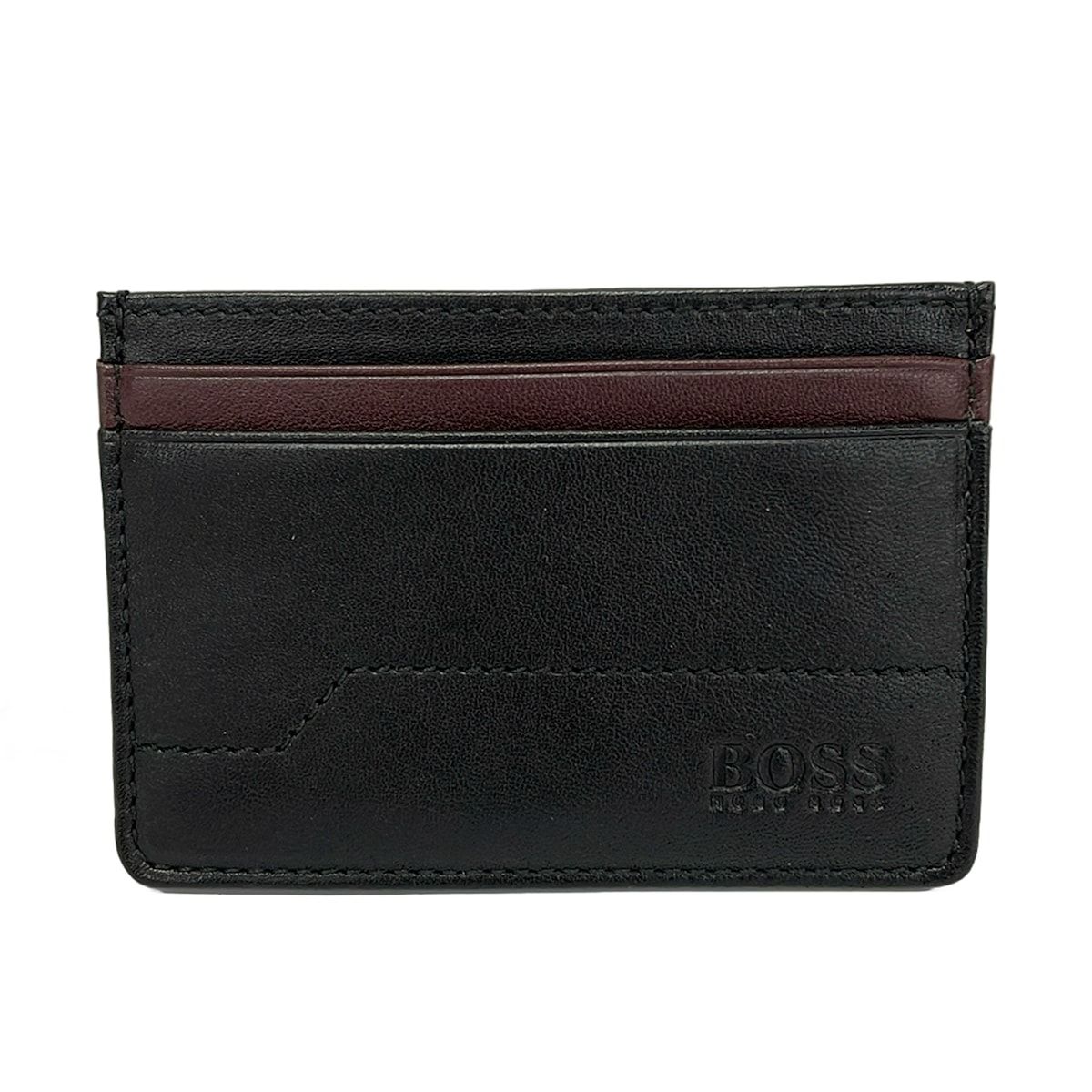 HUGOBOSS(ヒューゴボス) カードケース美品 - 黒×ボルドー レザー 10,549円