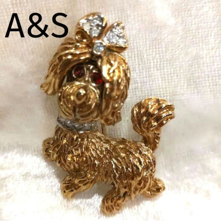 ヴィンテージ A&S わんちゃん 犬 ブローチ - メルカリ