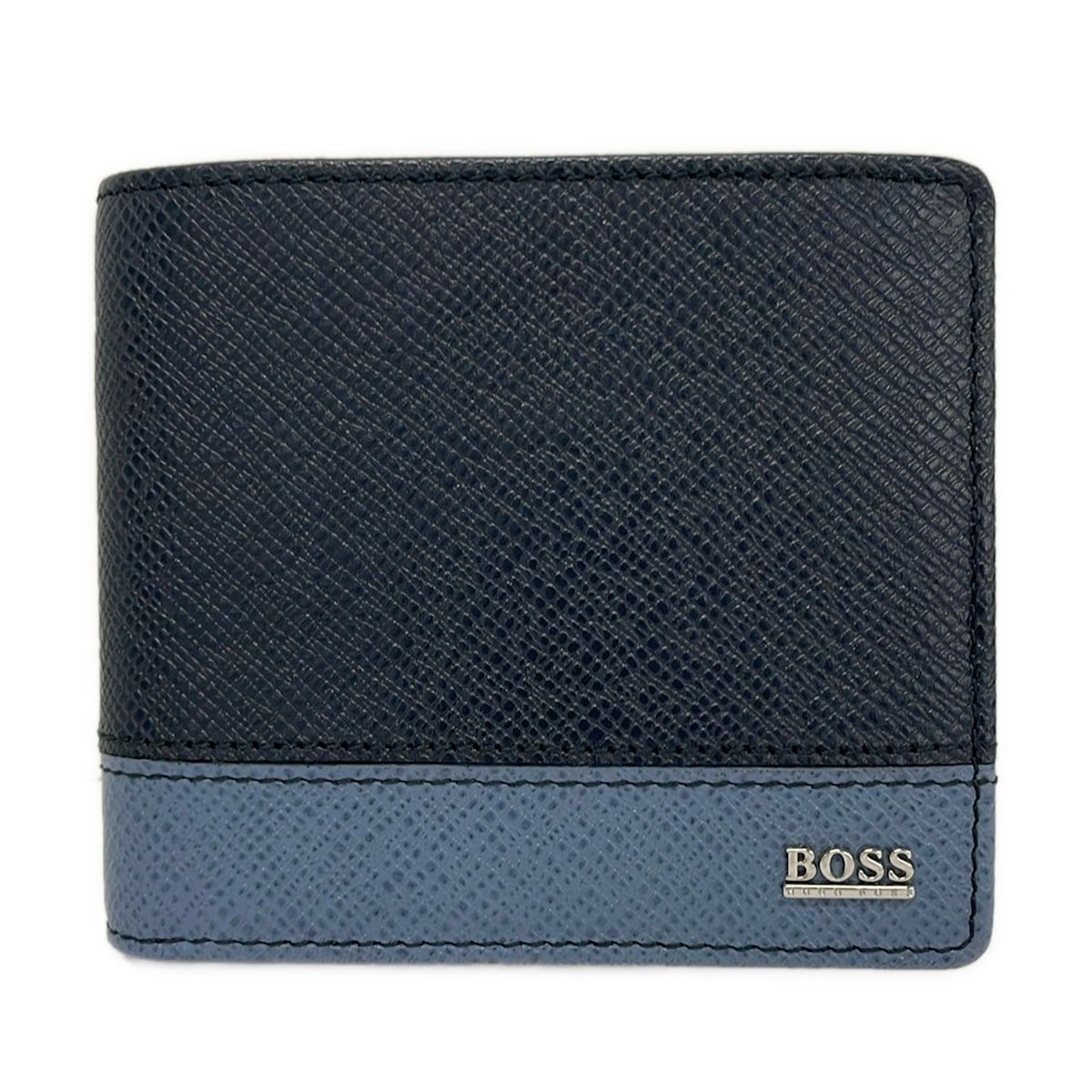 HUGOBOSS(ヒューゴボス) 2つ折り財布 - ネイビー×ブルー レザー