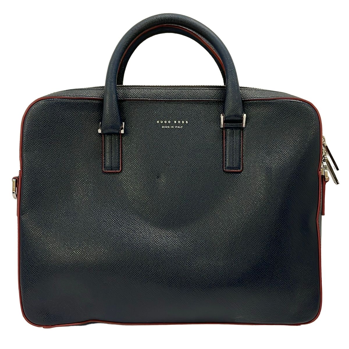 HUGOBOSS(ヒューゴボス) ビジネスバッグ ネイビー×レッド レザー