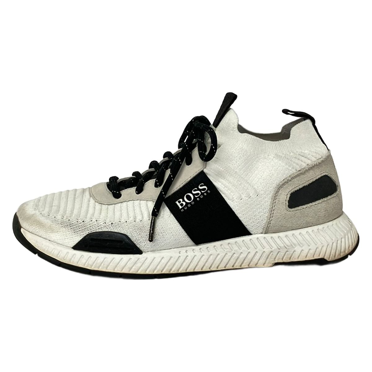 HUGOBOSS(ヒューゴボス) スニーカー 41 メンズ 白×ベージュ ソックススニーカー