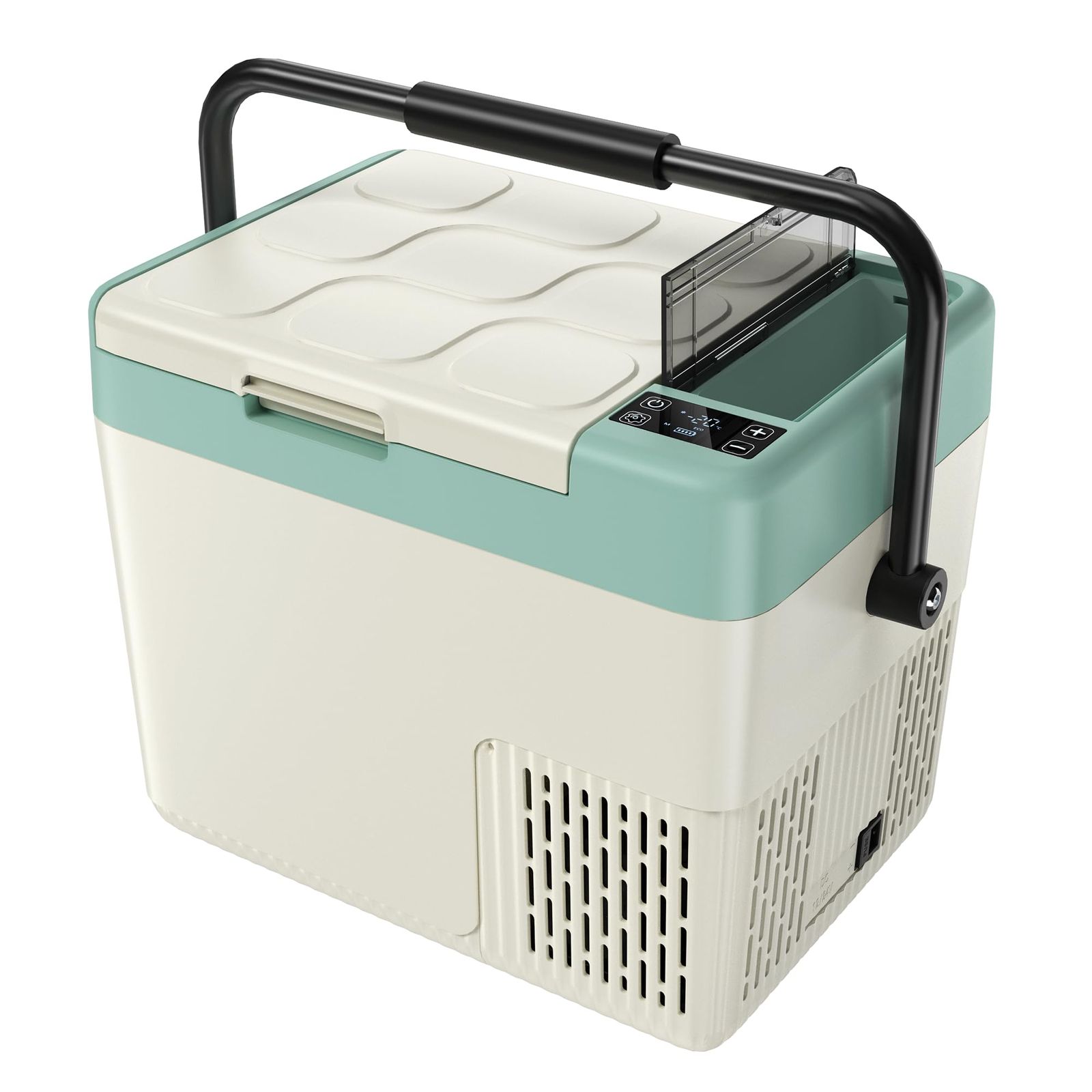 EUHOMY 車載冷蔵庫 18L ポータブル冷蔵庫 バッテリー内蔵可能 ハンドル付き 車載冷蔵庫 小型 -20℃?20℃ 急速冷凍 コンプレッサー式 MAX/ECOモード 4WAY電源対応 コンパクト AC100V DC12V/24V 省エネ 42dB静音 低