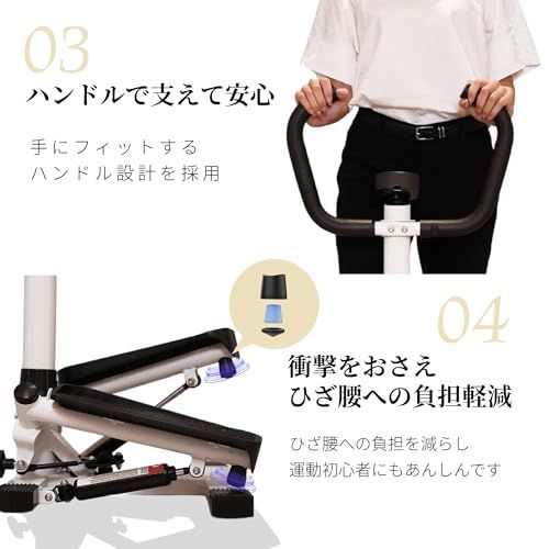 【トレーナー監修】AspRakuFit ステッパー 静音 ハンドル付き 足踏み健康器具 運動器具 健康ステッパー ウォーキングマシン 有酸素運動 筋トレ ダイエット フィットネス リハビリ 八の字 マッサージローラー付 ゴムバンドで1台6役 耐荷重150kg