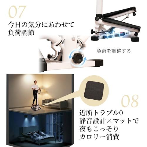 【トレーナー監修】AspRakuFit ステッパー 静音 ハンドル付き 足踏み健康器具 運動器具 健康ステッパー ウォーキングマシン 有酸素運動 筋トレ ダイエット フィットネス リハビリ 八の字 マッサージローラー付 ゴムバンドで1台6役 耐荷重150kg