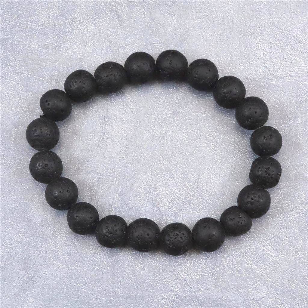 バリ島 バトゥール山 溶岩石 12mm玉ブレスレット　45.7g 【榎本通商77556】