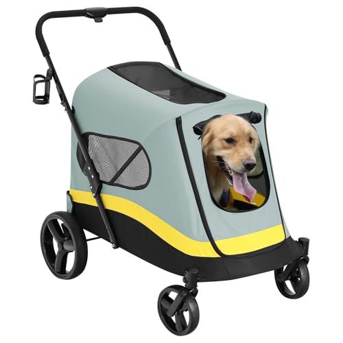MEICHEPRO ペットカート 大型犬用カート ワンタッチ折りたたみ式 飛び出し防止リード付き 外出便利 耐荷重50kg ブレーキ付 大型・中型・多匹飼い向け (グレー)Ju 19,812円
