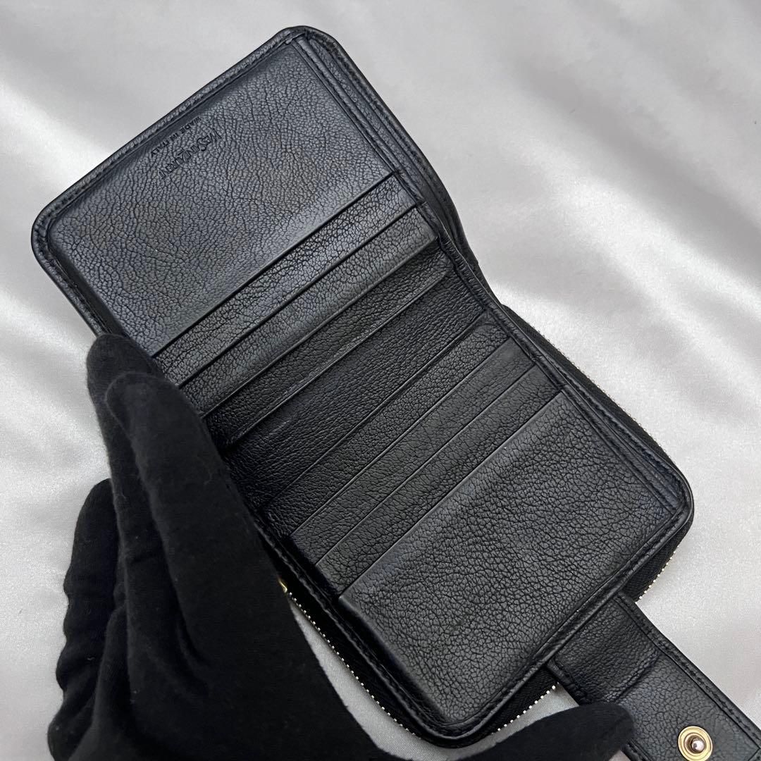 ◇美品◇イヴサンローラン YSL刺繍 二つ折り財布 ブラック レザー