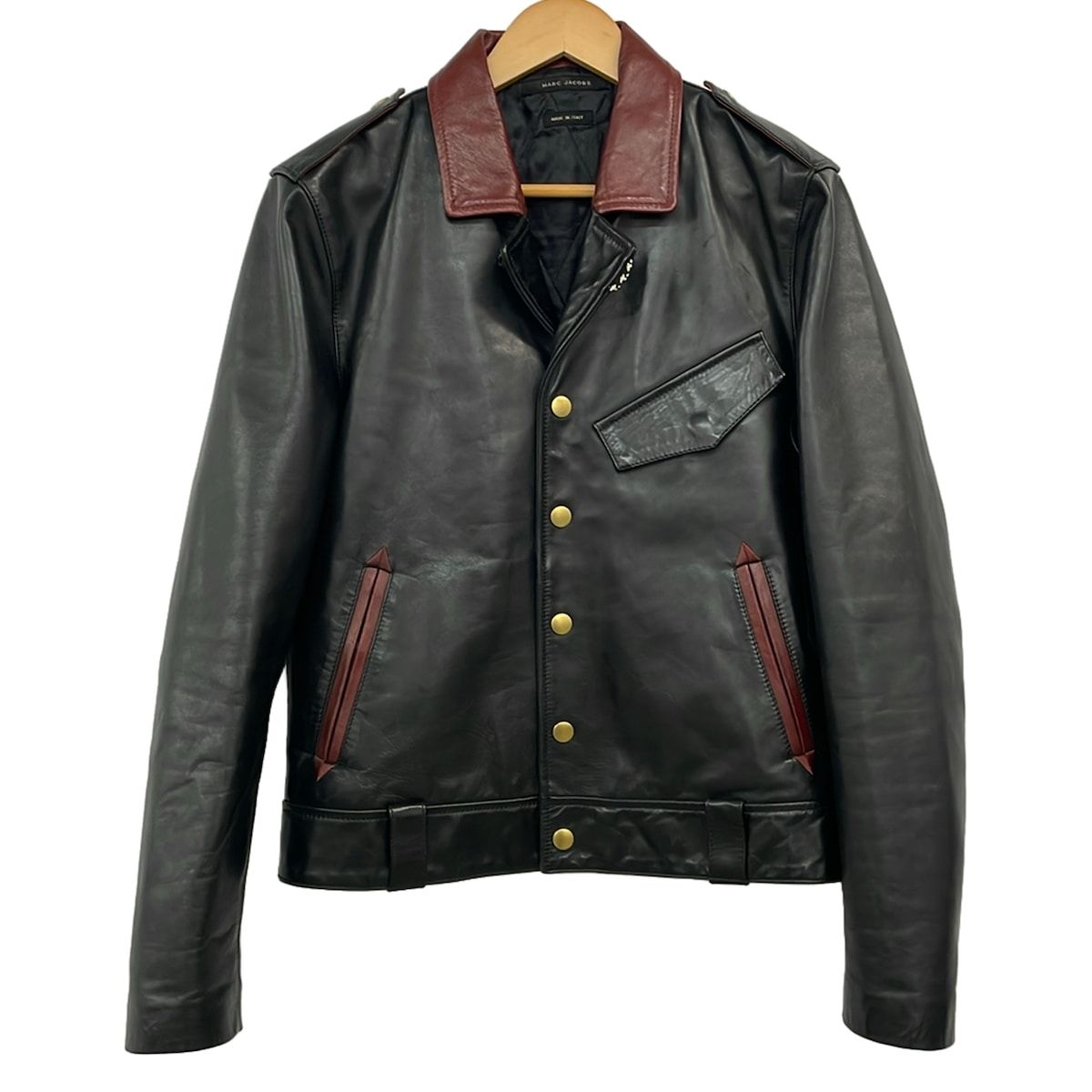 MARC JACOBS(マークジェイコブス) ライダースジャケット サイズ48 XL メンズ - 黒×ダークブラウン 長袖/オールシーズン