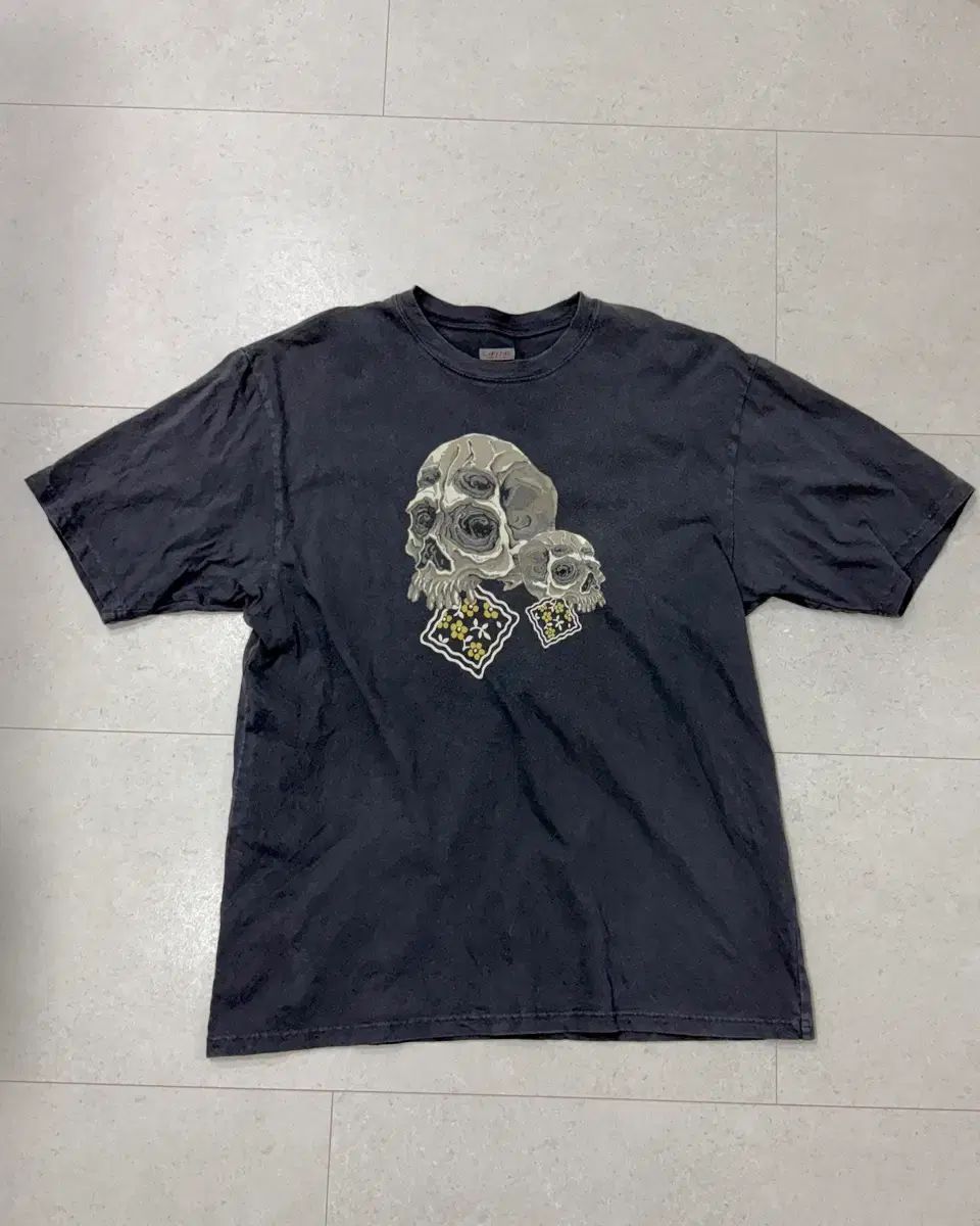 L KAPITAL 20 ジャージ クルー Tシャツ ペキッシュ レイン スカル ブラック