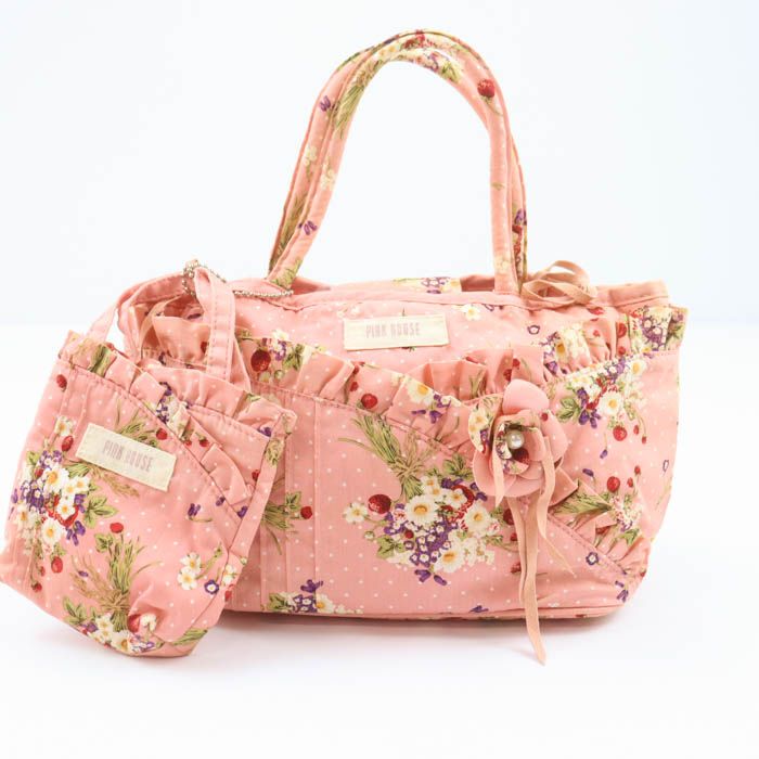 ピンクハウス トートバッグ 花柄 ミニバッグ付き 鞄 カバン ブランド レディース ピンク PINK HOUSE 【中古】