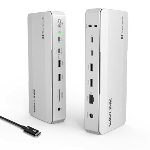 WAVLINK Thunderbolt 5 ドッキングステーション 12-in-1 ハブ｜最大120Gbps超高速転送｜140W PD給電｜8Kデュアル／4Kトリプルディスプレイ対応｜Thunderbolt 5 下流ポート×3｜USB-A 10Gbps×4ys