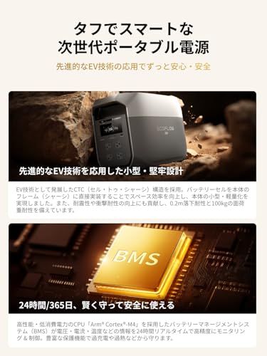 EcoFlow ポータブル電源 DELTA 3 Max 2048Wh 大容量 2000W定格出力 (瞬間最大4400W) エコフロー リン酸鉄リチウム 10年長寿命 車中泊・アウトドア・防災・停電対策に最適 純正弦波 AC出力 アプリ遠隔操作対応ys