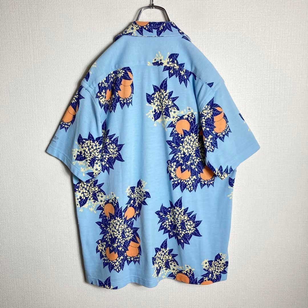 SUNSURF アロハシャツ 刺繍ロゴ 半袖 ポロシャツ感 柑橘 水色 L - メルカリ
