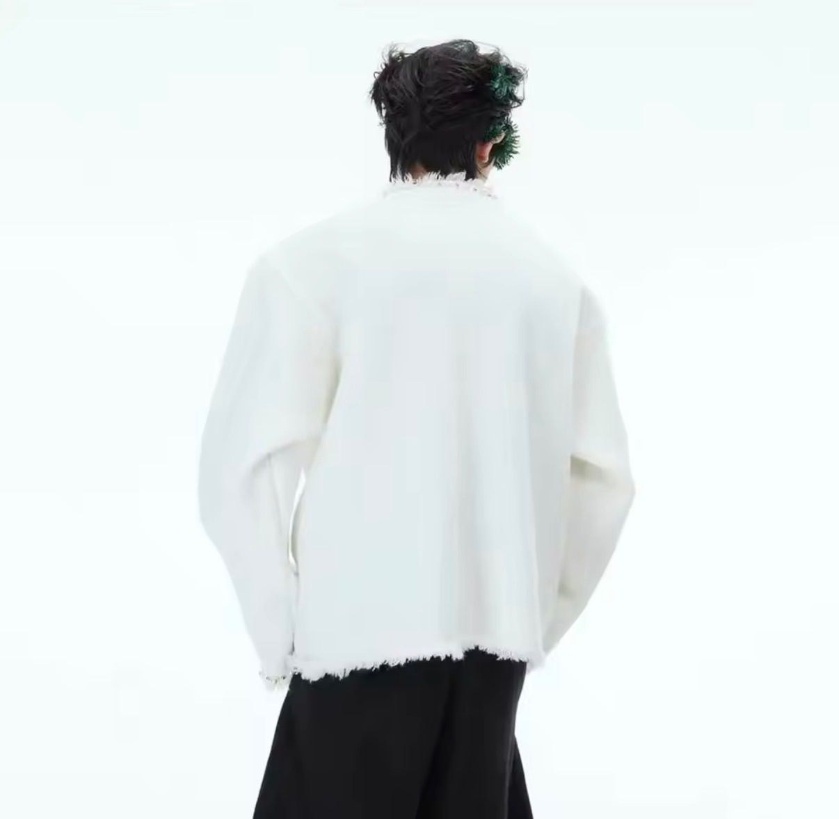 パール長袖ジャケット ユニセックス 韓国ストリート Y2K カジュアル