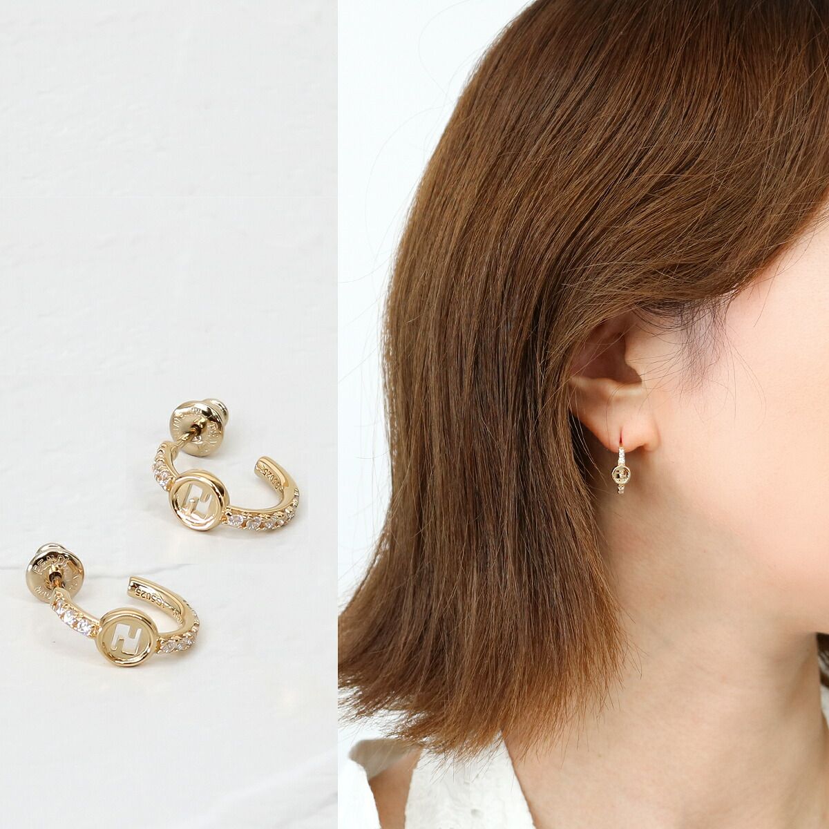 □FENDI エバーラウンド フェンディ ピアス 8AL326ATEPF089U ゴールド