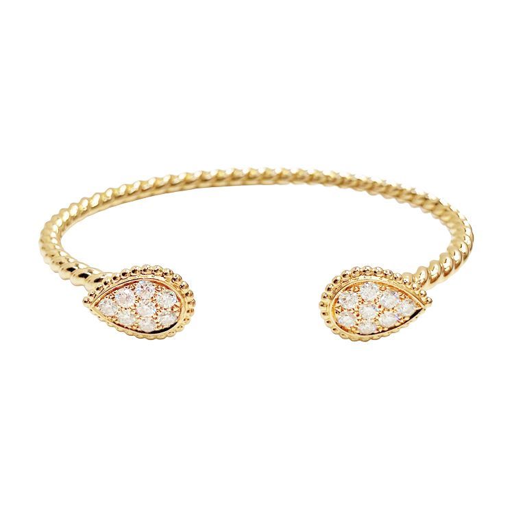 Boucheron ブシュロン SERPENT BOHÈME DIAMONDS セルパンボエム ツインモチーフ バングル JBT00817 ラウンドカット ダイヤモンド ドロップモチーフ ブレスレット イエローゴールド 750YG K18YG 18KYG