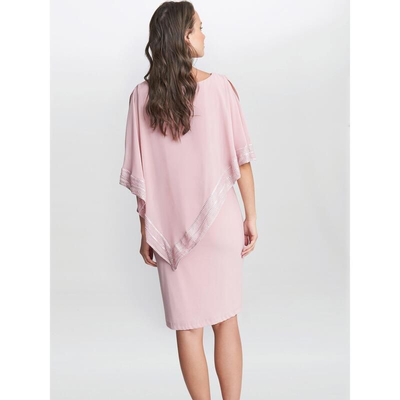 ジーナバッコーニ レディース トップス ワンピース アシンメトリー トール Gina Bacconi Lucy Metallic Trim Asymmetric Dress Rose Pink ピンク